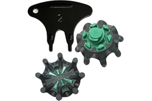 Golf Shoe Spikes,20 Pcs FJ Soft Golf Shoes Spikes Replacements with 1 Pcs Shoe Cleats Wrench fit Foot Fast Lok Twist 3.0 System Joy (Black Green) LONGKUN