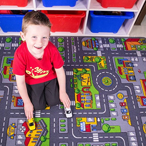 The Rug House pour Enfants Kids Multi Tapis de Jeu Tapis, Roads Play Mat, 100cm x 165cm (3'3