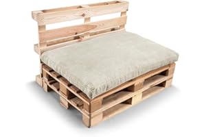 Gutekissen® Coussin de Palette Extérieur – Confort en Mousse pour Salon de Jardin, Terrasse, Balcon PWL (Coussin d'assise 120x80, Beige)