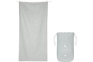 Dock & Bay Beach Towel - Quick Dry, Sand Free - Compact, Lightweight - 100% Recycled - Includes Bag - Essential - Mountain Grey - Extra Large (200x90cm, 78x35)