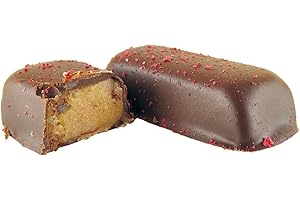 ‎EDELMOND Himbeer Marzipan Praline Honig/ohne weiteren Zuckerzusatz/in Zuckerfrei Bitter-Schokolade/Bio, Glutenfrei und Lactosefrei / 9Stück -100 Gr.