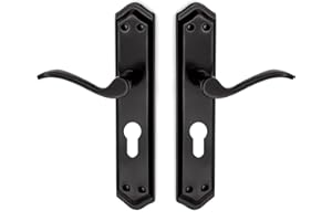 ARCO HERRAJES ARCO · Juego de manillas para puerta, acabado negro mate. Fabricado en aluminio (Bocallave a 85mm)