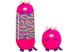 ‎MEDIASHOP Happy Nappers Einhorn pink - Medium 3-6 Jahre - Spielen - kuscheln -schlafen - Flauschiger Kinderschlafsack - Kuscheltier, Schlafsack & Kissen