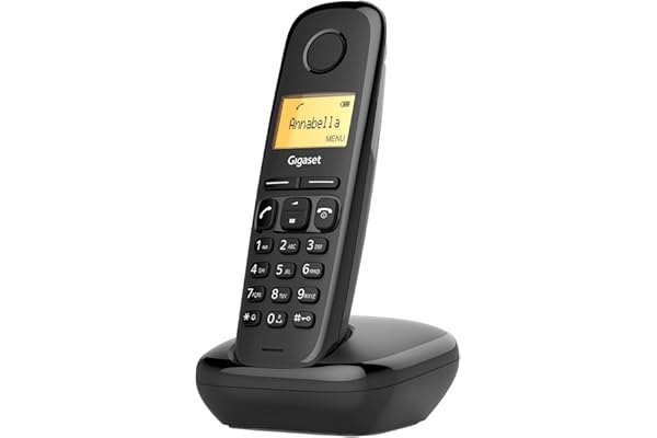 Gigaset A170 - Teléfono DECT inalámbrico - Pantalla Gráfica Iluminada - Fácil de Usar - Instalación Sencilla, Color Negro [Versión Española]