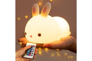 One Fire Luce Notturna Bambini,16 Colori Coniglio Lampada Notturna per Bambini,Ricaricabile USB Lucina Notte Bambini,Silicone Luce Notturna Neonato Regalo Battesimo Bambina Regali Natale Kawaii Gadget