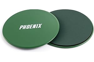 Phoenix Fitness Dual-Sided Gliding Discs - 2x Core Sliders for Cardio, HIIT & Full Body Workout - Core Trainer for Carpet & Hard Floors at Home & Gym - Orange, Grey, Green or Pink