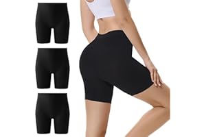 EKSHER Damskie spodenki rowerowe, krótkie legginsy, wysoki stan, pod sukienkę, spódniczkę, nieprzejrzyste, zapobiegające otarciom szorty, 3 sztuki w opakowaniu