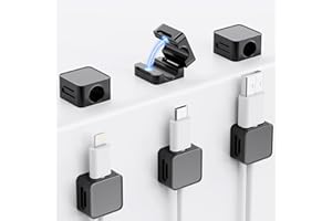 LAKERONELOVE Clips Câble, Organisateur Câble Magnetique, Organisateur de Câble avec Auto-adhésifs, Magnetic Cable Clips, Support Cable pour Maison, Bureau Cable Management (6 Pack)