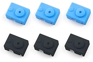 AIPAIDE Funda de Silicona para Impresora 3D 6pcs Cubiertas para Bloque Calentador de Silicona Cubierta de Calcetines de Impresora 3D para E3D V6 PT100, Negro y Azul