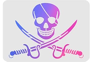 FINGERINSPIRE Stencil per pittura a teschio, 29,7 x 21 cm, in plastica, per disegno pirata e disegno, riutilizzabile, per dipingere su legno, pavimento, parete e tessuto