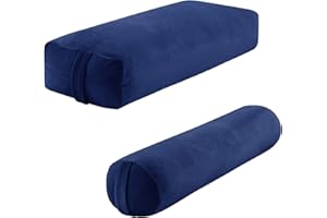 TOPROUD Yoga-Bolster-Kissen-Set, Rechteckiges Und Rundes Yoga-Kissen Mit Waschbarem Samtbezug, Meditationskissen FüR Meditation