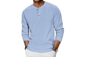 TARAINYA Henley Sweatshirts Homme Coton Sweat sans Capuche Manches Longues