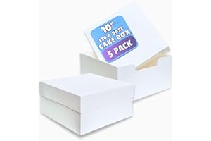 PACK N TRADE SPECIALISTS IN BAKERY & FOOD PACKAGING PACK N TRADE White 10 Inch Cake Box, Pack of 5 Square Cardboard Cake Boxes with Lids (10 x 10 x 6 Inches), Ideal for Safely Carrying and Transporting Cakes