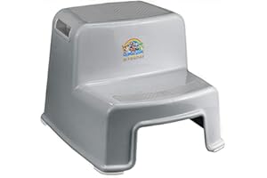 DR. WELLTHY Lama Sam & Friends - Marchepieds pour Chambre de bébé, Marche Pieds Enfant 2 Marches Antidérapant pour Apprentissage de la Propreté (Blanc-Gris) (Tabouret Gris)