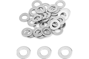 MroMax M6 x 12 mm x 1 mm flache Unterlegscheibe für 304 Edelstahl-Schraubbolzen, Metallic-Silber, 100 Stück