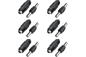 tinshow 5.5x2.1mm DC Power Coupler 12 Pcs, 12V DC Male To Male Connector Female to Female Converter Adapter Jack Socket Coupler Plug Adaptor for Laptop CCTV Led Strip Light Security Camera Black