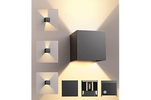 CLV Lampada da Parete Esterno/Interno 12W, 1000LM Applique da Parete Interno 3000K Bianco Caldo Lampada a Muro Angolo del Fascio Regolabile Applique da Esterno Moderno Alluminio IP65 Impermeabile