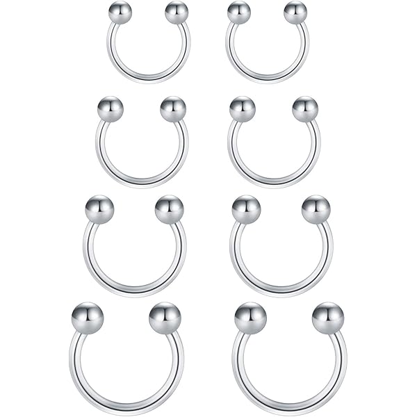 Yolev 32 stuks hoefijzerringen chirurgisch staal 16G verschillende maten neus septum hoefijzer hoepel oorbel wenkbrauw oorbel hoepel lip hoefijzer piercing voor vrouwen mannen, staal/goud