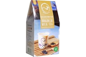 DRAGON CAT CAFE Dragon Cat Café Bubble/Boba Milk Tea Kit (Pack of 3) with Instant Tapioca Pearls and Tea Biscuit Brew Tea Bags|Makes 3 Drinks| with 3 Paper Straws | BubbleTea Gift Set