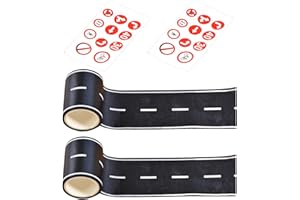 COACOM 2 rolki zwykłej taśmy autostradowej z 2 naklejkami na tabliczki drogowe, taśma drogowa, naklejki na tabliczki, papier do modeli ulicznych, samochód zabawkowy, pas drogowy.