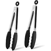 2pcs Silicone Kitchen Tongs, 26 cm, Food Tongs with Silicone Tip, Heat Resistant Kitchen Utensils, Stainless Steel Food Tongs