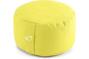 Blue Dove Yoga Round Yoga Cushion 30 x 15 cms Meditation Cushion Made From Organic Cotton and Filled with Buckwheat Hulls GOTS Certified Zafu Floor Cushion with Washable Cover