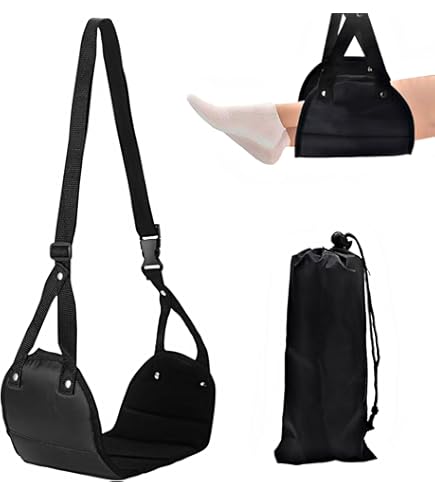 Poggiapiedi Da Viaggio Per Aereo Con Maschera E Tappi - Amaca Regolabile Per Gambe, Accessorio Comfort Per Volo, Treno, Ufficio