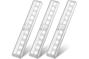 OxyLED Luz Led con Sensor de Movimiento, Luz Armario Sensor Movimiento 3 Unidades 6000K con Tira Magnética Adhesiva Auto On Off Luces Homelife Led para Escaleras Armario Pasillo Cocina Garaje
