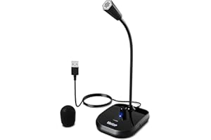 Veetop USB Computer Microphone, Omnidirectional USB Condenser Mic, Desktop Microphone Plug & Play Mute Button Volume Knob for Video Conference,Zoom Meeting, Podcasting,Gaming,Youtube,Skype