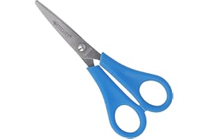 Westcott E-21595 00 Ciseaux pour enfant avec échelle intégrée de 5 cm Bleu 13 cm Idéal pour les mains des enfants Lame en acier inoxydable de qualité supérieure