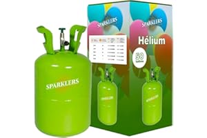 Bouteille Gaz Hélium pour 50 Ballons gonflables, Bonbonne de 0,42m3 - Grande Bouteille Jetable, ballon pour Anniversaire, Mariage et Fête - Livraison 24/48H - SPARKLERS CLUB®