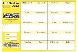 Bingosupermarket Football Fundraising Scratch Cards (20 Team) A5 Size 10 Pack