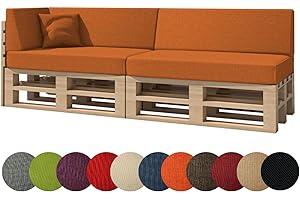chilly pilley Palettenkissen Gartenkissen Palettenauflage Palettenpolster Indoor Outdoor Waschbar Abnehmbar Sitzkissen Rückenkissen (6er Set, Orange)