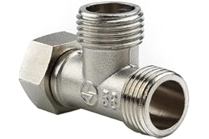 AIDNTBEO Toilet 304 Brass T-Adapter G1/2" T-Valve Universal Shower System Assembly Replacement Parts Diverter Valve Shower Hose Diverter for Handheld Bidet and Sprayer, Chrome Plated