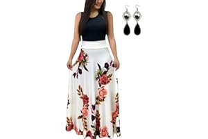 UUAISSO Donna Vestiti Eleganti Lunghi Floreale Casuale Abito Maxi Manica Corta Abiti Vestito da Cocktail Banchetto Sera