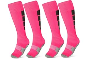 Offtrte Kids Soccer Socks, [2 Pairs] Athletic Knee High Socks for Youth Boys Girls for US Size 3-6.5 / Age 6-12