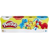 Play-Doh Hasbro Set 4er Pack Grundfarben Knetmasse, Modelliermasse für fantasievolles und kreatives Spielen, Kunstzubehör für