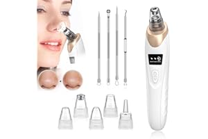 WHJC Mitesserentferner Vakuum, Verbessertes Facial Electric Blackhead Extractor Tool, USB-Ladung LED-Anzeige Porenreiniger-3 Saugleistung, 5 Sonden für Frauen und Männer, White