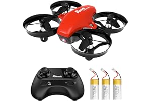 Potensic Mini Drone para Niño y Principiante, RC Helicopter Quadcopter con Control Remoto, Modo sin Cabeza, Altitude Hold, 3 Modos de Velocidad, 3 Baterías, A20 Rojo