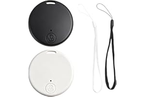 WITFOAM 2 Pack Localizador GPS Bluetooth 5.2–Rastreador GPS Android iOS para Llaves,Perros,Bicicletas,Carteras,Maletas–Localizador Android con Alarma Sonora, Batería Reemplazable Blanco y Negro