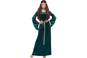 Smiffys Medieval Maid Costume, Green with Dress & Headband, Historical Fancy Dress, Medieval Dress Up Costumes