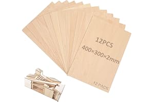 SENENQU - Contrachapado de 2 mm, 400 x 300 mm x 2 mm, tablero de madera contrachapada, tablero de madera para pirograbado DIY Artesanía de madera, modelos y pinturas