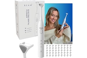 Beam Electric Dental Flosser for Teeth - Flossing Dental Care in 3 Minutes, Superior to Dental Floss, Water Flossing or Floss Sticks Includes 3 Months of Floss Heads