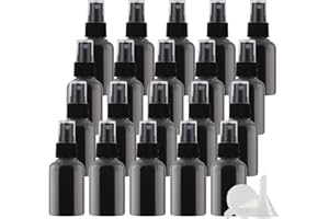 PQPAUTY 50 Piezas Pequeño 50ml Botella de Spray Plástico PET Vacías Negro con Bomba en Spray Negro de Niebla Atomizador para Perfume Viaje Artículos de Agua Cosmético, 6 Piezas Embudo