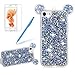 Produktbild Girlyard Silikon Glitzer HandyHülle für iPhone 6S Plus 5.5 Zoll, Weiche TPU Strass Maus Ohren Bling Backcover, 3D Kreativ Design Schutzhülle Flexibel Rubber Etui und Ultra Slim Case für iPhone 6 Plus/iPhone 6S Plus Blau