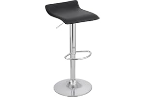 Baroni Home Sgabello Bar Girevole con Altezza Regolabile, Base Cromata con Poggiapiedi e Fondo Antigraffio, Sgabello Cucina, Ristorante, Penisola, Facile da Montare, 38x45x59-79 cm Nero, 1 Pezzo