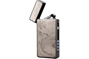 Kivors Electric Lighter, Plasma Lighter USB Rechargeable Double Arc Lighter Windproof Flameless Zinc Alloy Metal Polishing Dragon Lighter