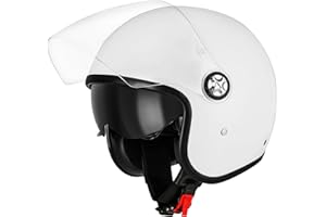Favoto Casque Moto Jet Ouvert - Demi-Casque Scooter avec Double Visière Pare-Soleil 3/4 pour Adulte Homme Femme Respirant Homologué ECE 22.06