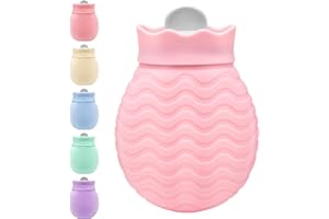 GCCL Hot Water Bottle with Cover, 320ml Mini Hot Water Bag for Back, Neck and Shoulders Pain Relief with Soft Cover Removable and Washable, Best Birthday, Christmas Gifts for Girls Women Kids Adults Pink