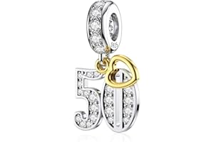 DALARAN Sterling Silver Charms for Pandora 16 18 21st 30th 40th 50th 60th Birthday Charm with Gold Heart